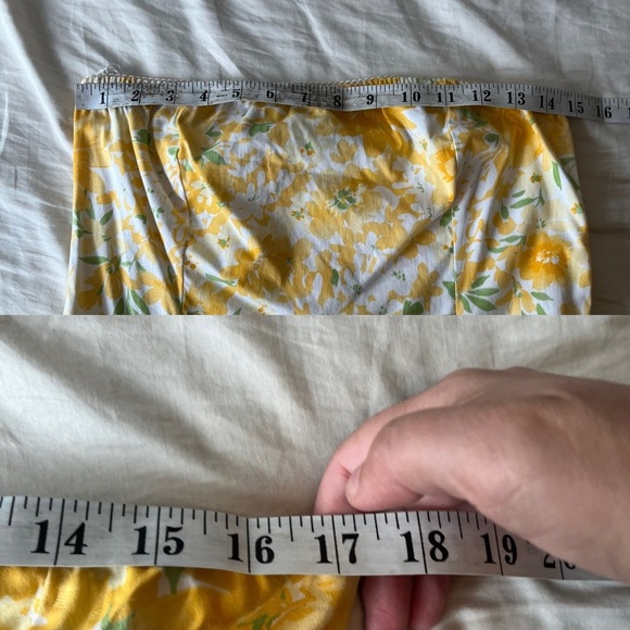 Vintage Yellow Floral Strapless Garden Party Dress M - Picture 10 of 14